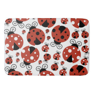 Pattern Of Ladybugs, Cute Ladybugs, Red Ladybugs Bath Mat
