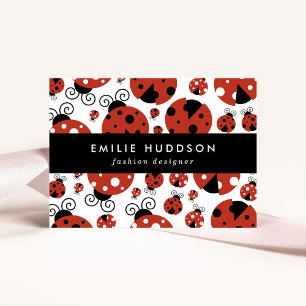 Pattern Of Ladybugs, Cute Ladybugs, Red Ladybugs Business Card