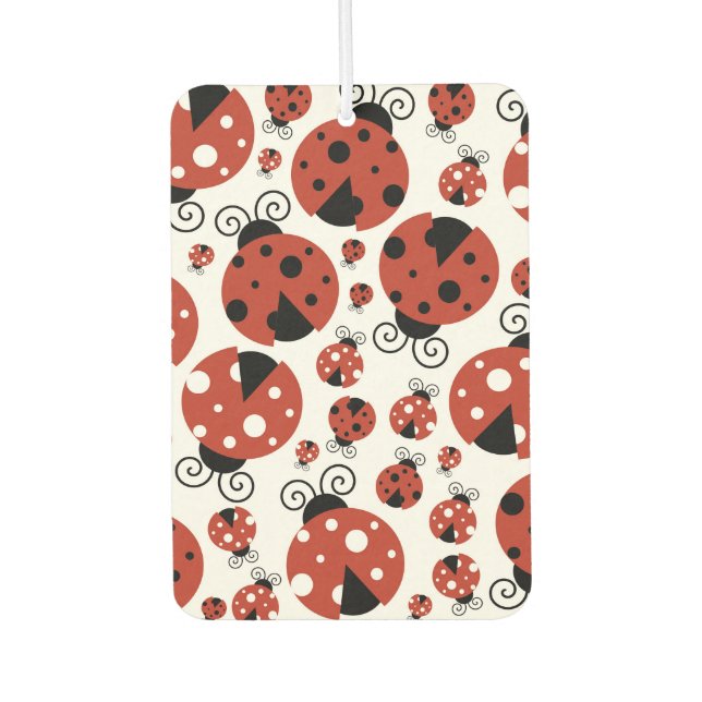 Pattern Of Ladybugs, Cute Ladybugs, Red Ladybugs Car Air Freshener (Front)