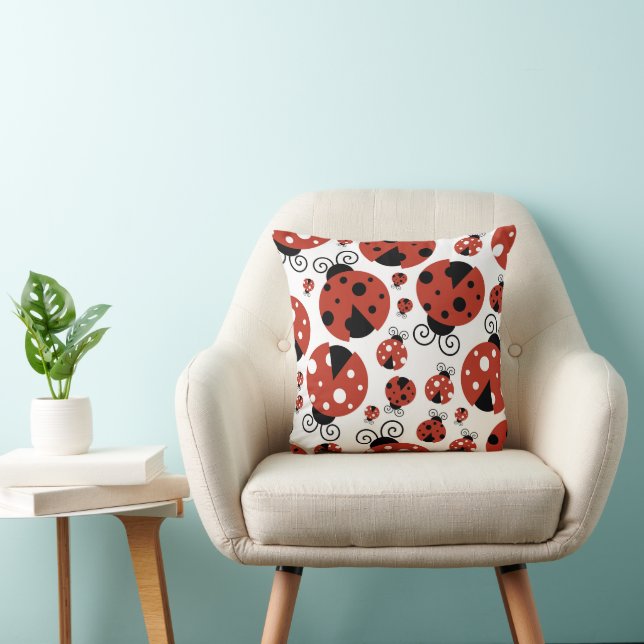 Pattern Of Ladybugs, Cute Ladybugs, Red Ladybugs Cushion (Chair)