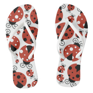 Pattern Of Ladybugs, Cute Ladybugs, Red Ladybugs Jandals