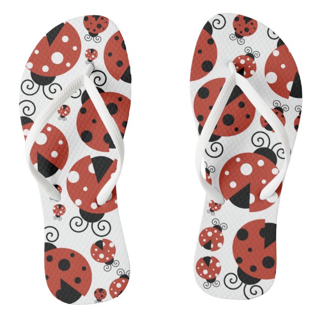 Pattern Of Ladybugs, Cute Ladybugs, Red Ladybugs Jandals (Footbed)