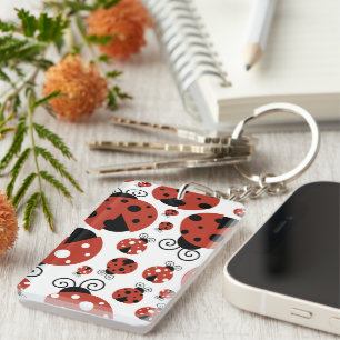 Pattern Of Ladybugs, Cute Ladybugs, Red Ladybugs Key Ring