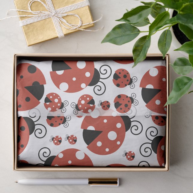 Pattern Of Ladybugs, Cute Ladybugs, Red Ladybugs Tissue Paper (Gift)