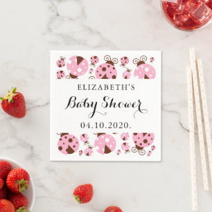 Pattern Of Ladybugs, Pink Ladybugs, Baby Shower Napkin