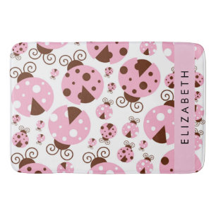 Pattern Of Ladybugs, Pink Ladybugs, Your Name Bath Mat