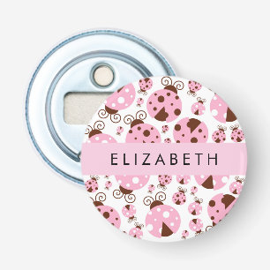 Pattern Of Ladybugs, Pink Ladybugs, Your Name Bottle Opener