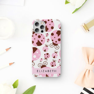 Pattern Of Ladybugs, Pink Ladybugs, Your Name iPhone 12 Pro Case