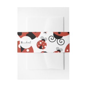 Pattern Of Ladybugs, Red Ladybugs, Baby Shower Invitation Belly Band