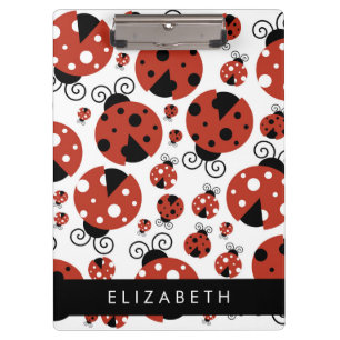 Pattern Of Ladybugs, Red Ladybugs, Your Name Clipboard