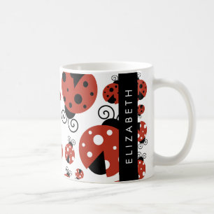 Pattern Of Ladybugs, Red Ladybugs, Your Name Coffee Mug