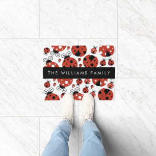 Pattern Of Ladybugs, Red Ladybugs, Your Name Doormat
