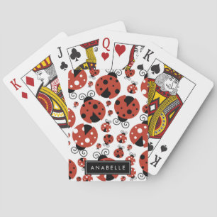 Pattern Of Ladybugs, Red Ladybugs, Your Name Playing Cards