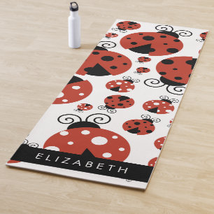 Pattern Of Ladybugs, Red Ladybugs, Your Name Yoga Mat