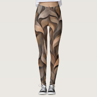 🍂 Pattern of leaves and vines in natural tones Leggings