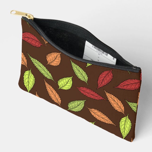 Pattern Of Leaves, Colourful Leaves, Autumn Leaves Accessory Pouch (Open)