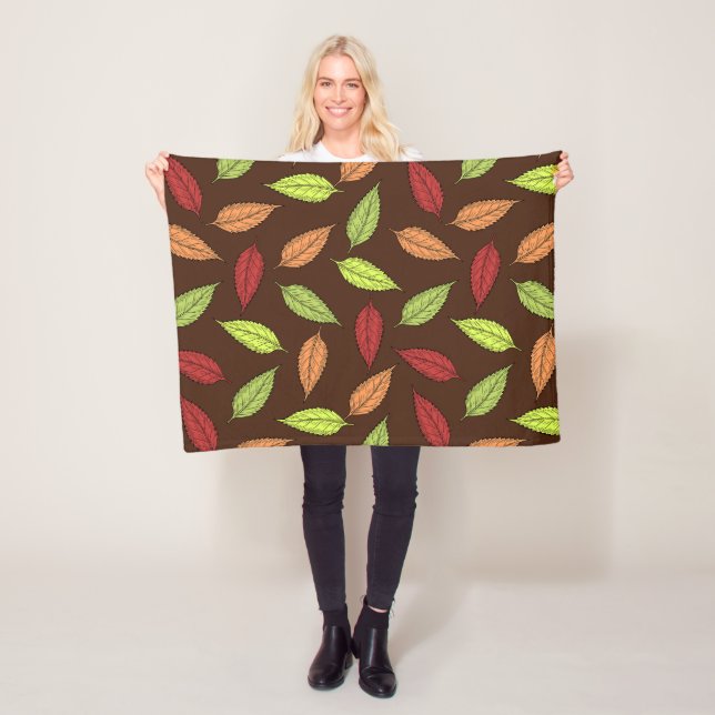 Pattern Of Leaves, Colourful Leaves, Autumn Leaves Fleece Blanket (In Situ)