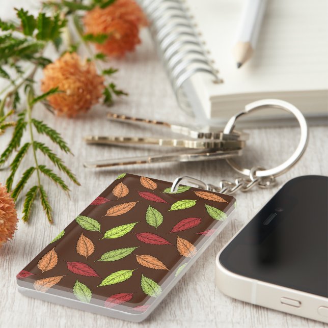 Pattern Of Leaves, Colourful Leaves, Autumn Leaves Key Ring (Front Right)