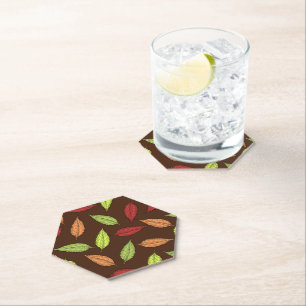 Pattern Of Leaves, Colourful Leaves, Autumn Leaves Paper Coaster