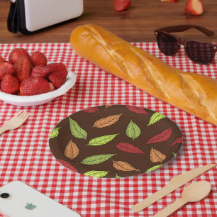 Pattern Of Leaves, Colourful Leaves, Autumn Leaves Paper Plate