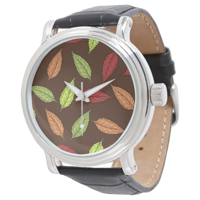 Pattern Of Leaves, Colourful Leaves, Autumn Leaves Watch (Angled)