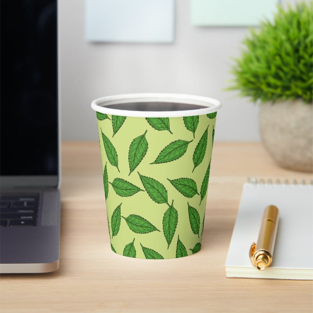Pattern Of Leaves, Leaf Pattern, Spring Leaves Paper Cups (Insitu)