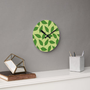 Pattern Of Leaves, Leaf Pattern, Spring Leaves Round Clock