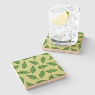 Pattern Of Leaves, Leaf Pattern, Spring Leaves Stone Coaster