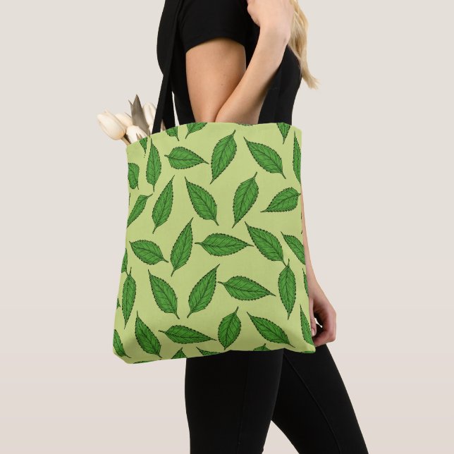 Pattern Of Leaves, Leaf Pattern, Spring Leaves Tote Bag (Close Up)