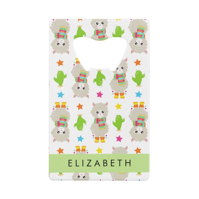 Pattern Of Llamas, Alpacas, Cactus, Your Name (Front)