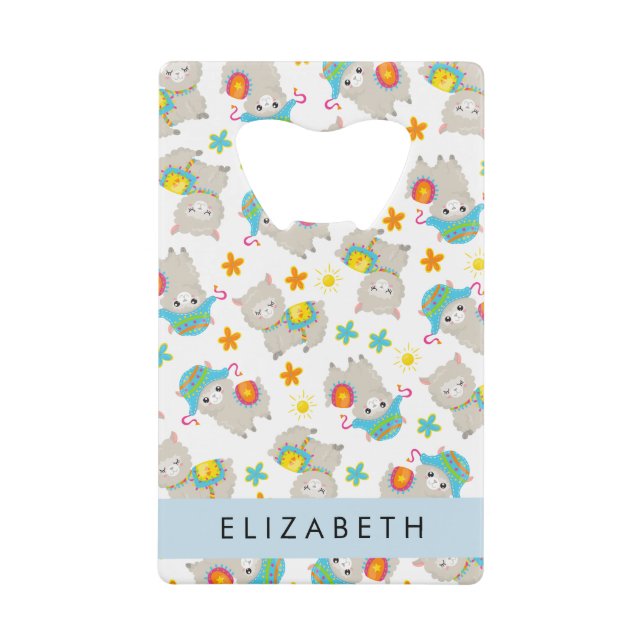 Pattern Of Llamas, Alpacas, Flowers, Your Name (Front)