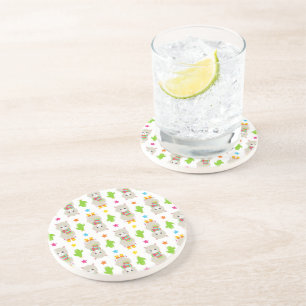Pattern Of Llamas, Cute Llamas, Alpacas, Cactus Coaster