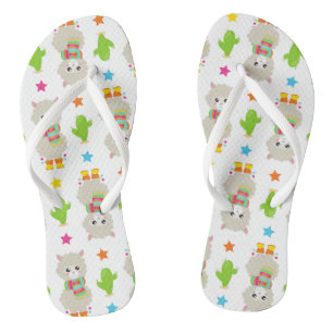 Pattern Of Llamas, Cute Llamas, Alpacas, Cactus Jandals