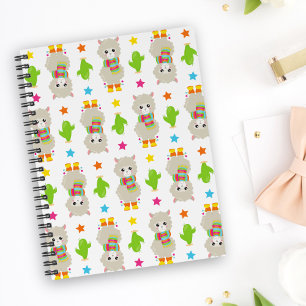 Pattern Of Llamas, Cute Llamas, Alpacas, Cactus Notebook