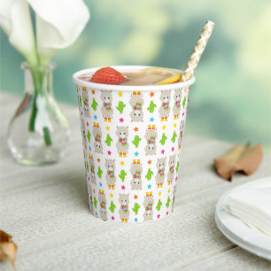 Pattern Of Llamas, Cute Llamas, Alpacas, Cactus Paper Cups