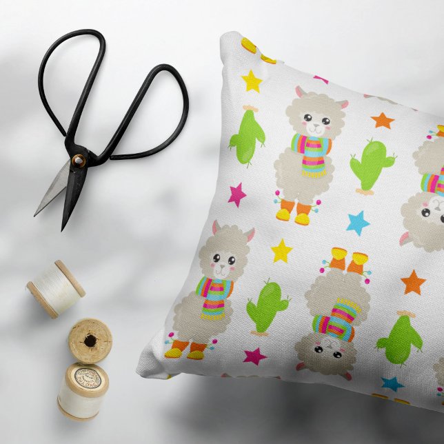 Pattern Of Llamas, Cute Llamas, Alpacas, Cactus Pillowcase (Creator Uploaded)