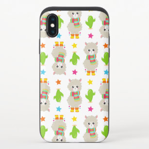 Pattern Of Llamas, Cute Llamas, Alpacas, Cactus iPhone X Slider Case
