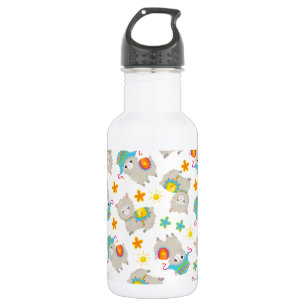 Pattern Of Llamas, Cute Llamas, Alpacas, Flowers 532 Ml Water Bottle
