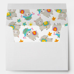 Pattern Of Llamas, Cute Llamas, Alpacas, Flowers Envelope