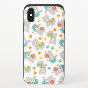 Pattern Of Llamas, Cute Llamas, Alpacas, Flowers iPhone X Slider Case