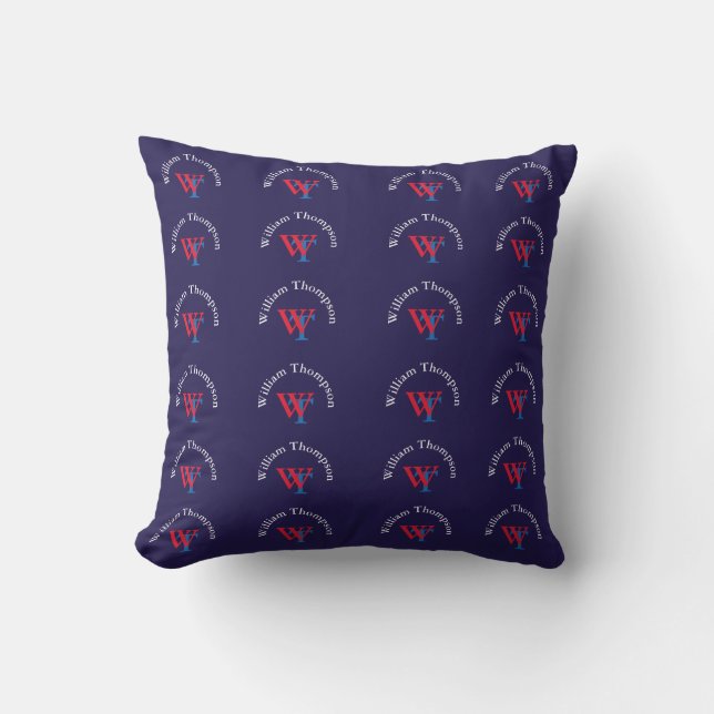 pattern of logos - personalized red and blue cushion (Front)