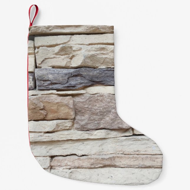 Pattern of Modern stone Brick Wall Surfaced backgr Small Christmas Stocking (Front)