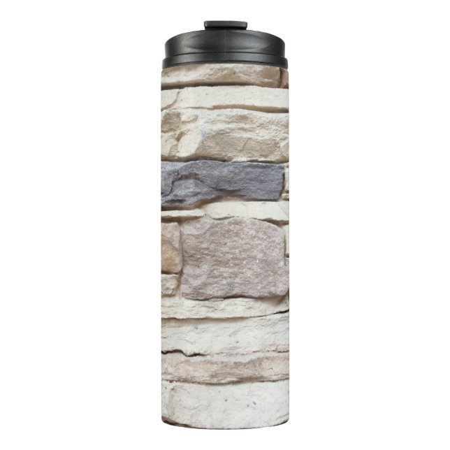 Pattern of Modern stone Brick Wall Surfaced backgr Thermal Tumbler (Front)