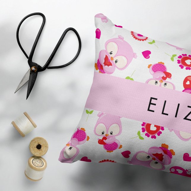 Pattern Of Owls, Cute Owls, Pink Owls, Your Name Pillowcase (Creator Uploaded)