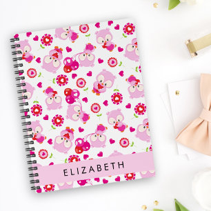Pattern Of Owls, Cute Owls, Pink Owls, Your Name Planner