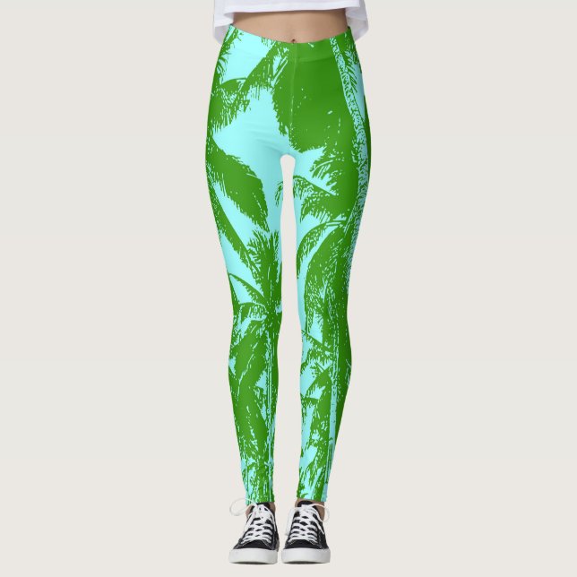 Pattern of Palm Tree Leaves Leggings (Front)
