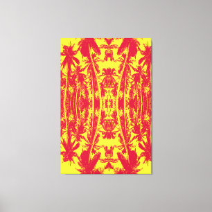 Pattern of Palm Trees in Red and Yellow Canvas Print