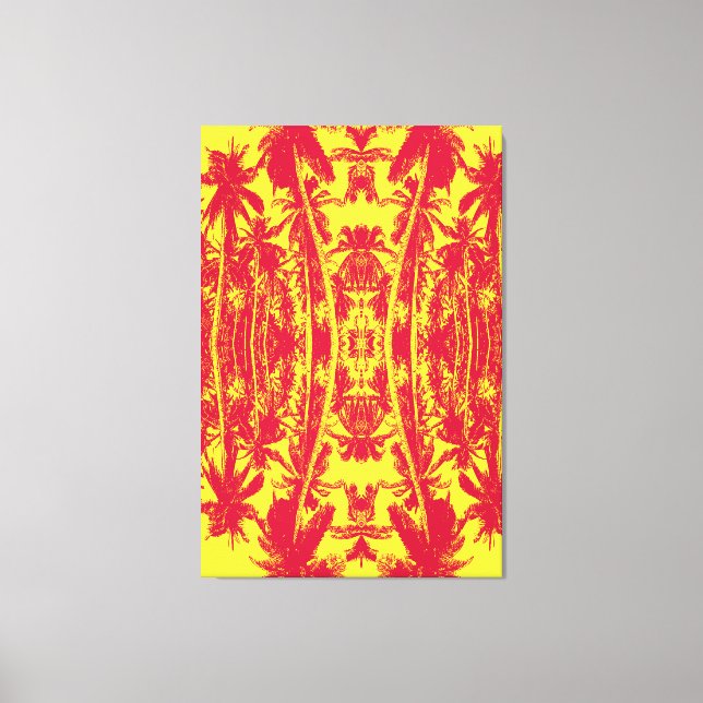 Pattern of Palm Trees in Red and Yellow Canvas Print (Front)