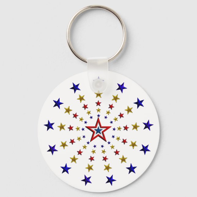 Pattern of Patriotic Stars Key Ring (Front)