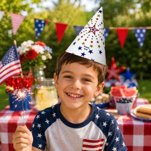Pattern of Patriotic Stars Party Hat